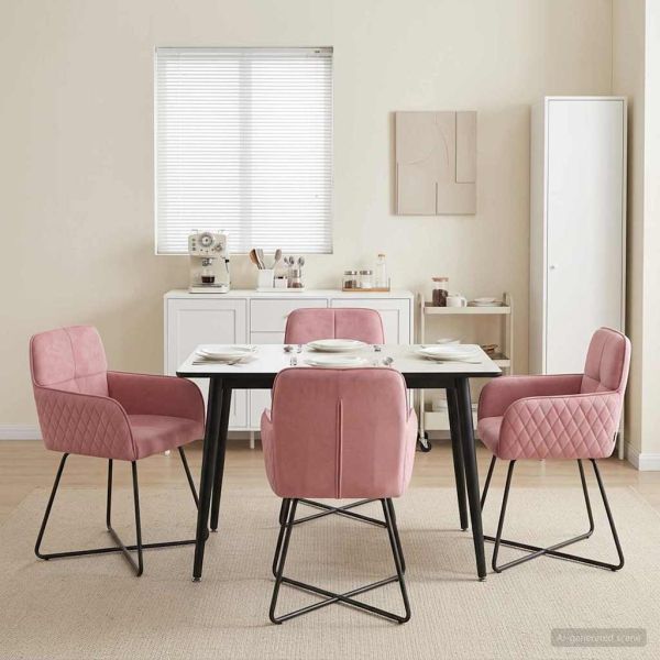 Обедени столове 4 pcs Кадифе Розово 59 x 56,5 x 86 см