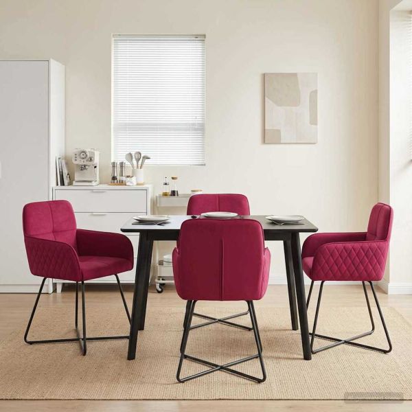 Обедени столове 4 pcs Кадифе Виненочервен 59 x 56,5 x 86 см