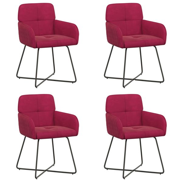Обедени столове 4 pcs Кадифе Виненочервен 59 x 56,5 x 86 см