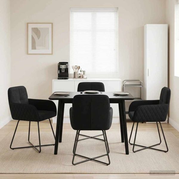 Обедени столове 4 pcs Кадифе Черно 59 x 56,5 x 86 см