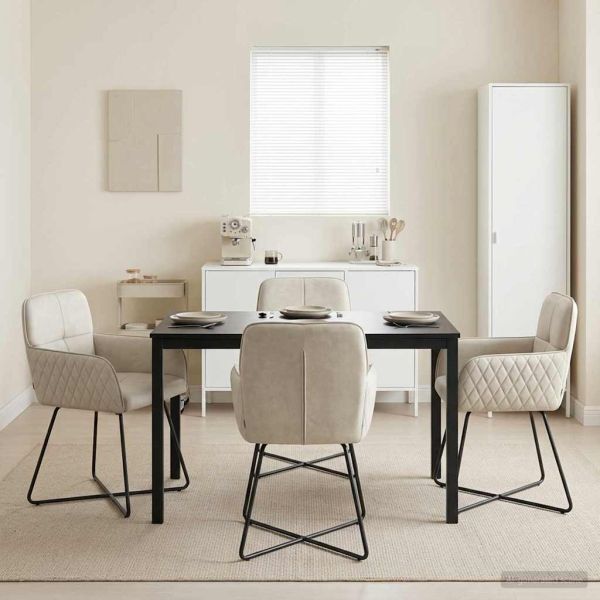 Обедени столове 4 pcs Кадифе Кремаво 59 x 56,5 x 86 см