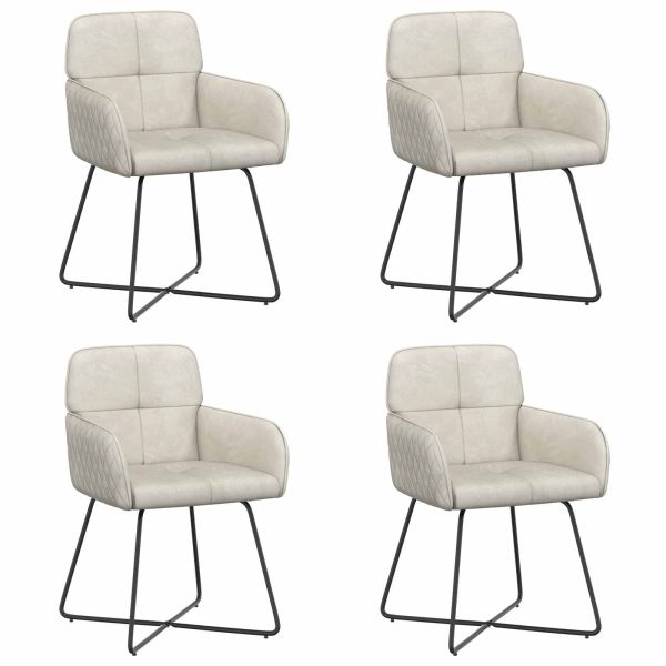 Обедени столове 4 pcs Кадифе Кремаво 59 x 56,5 x 86 см
