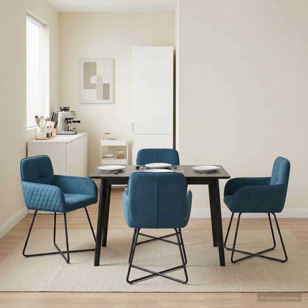 Обедени столове 4 pcs Кадифе Синьо 59 x 56,5 x 86 см