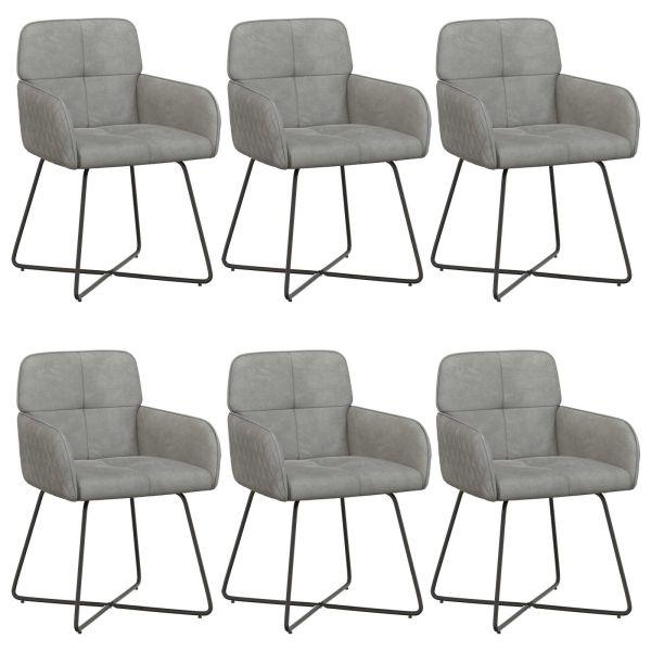 Обедени столове 6 pcs Кадифе Светлосиво 59 x 56,5 x 86 см
