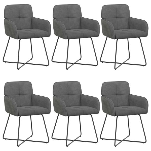 Обедени столове 6 pcs Кадифе Тъмносиво 59 x 56,5 x 86 см