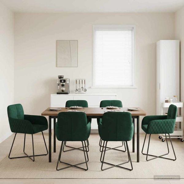 Обедени столове 6 pcs Кадифе Тъмнозелено 59 x 56,5 x 86 см