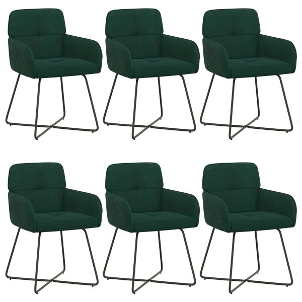 Обедени столове 6 pcs Кадифе Тъмнозелено 59 x 56,5 x 86 см