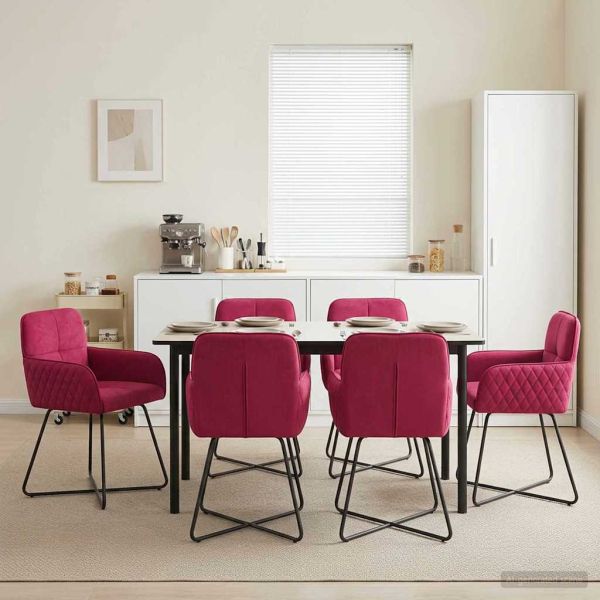 Обедени столове 6 pcs Кадифе Виненочервен 59 x 56,5 x 86 см