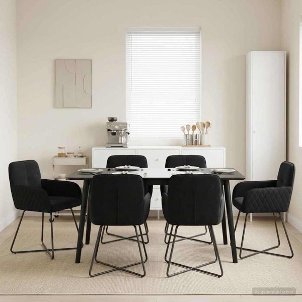 Обедени столове 6 pcs Кадифе Черно 59 x 56,5 x 86 см