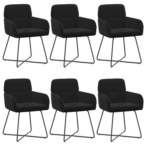 Обедени столове 6 pcs Кадифе Черно 59 x 56,5 x 86 см
