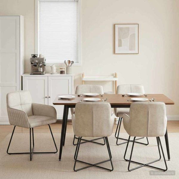 Обедени столове 6 pcs Кадифе Кремаво 59 x 56,5 x 86 см