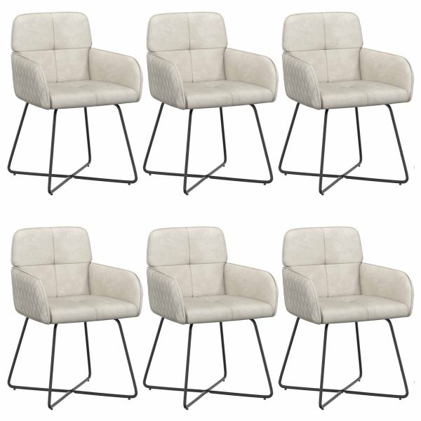 Обедени столове 6 pcs Кадифе Кремаво 59 x 56,5 x 86 см