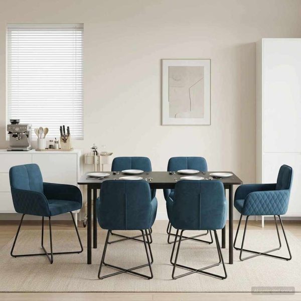 Обедени столове 6 pcs Кадифе Синьо 59 x 56,5 x 86 см