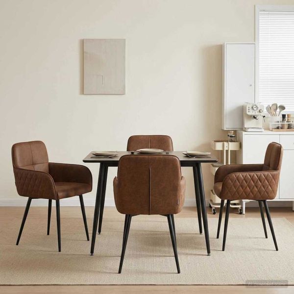 Обедени столове 4 pcs Изкуствена набук Кафяво 59 x 56,5 x 85 см