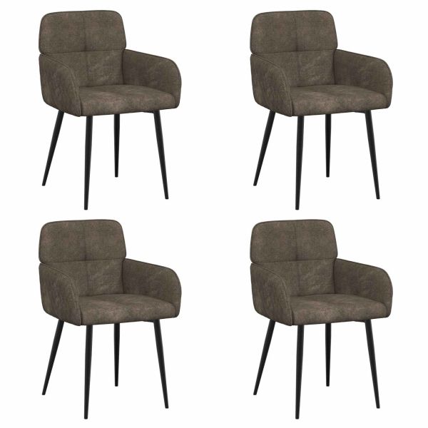 Обедени столове 4 pcs Изкуствена набук Тъмносиво