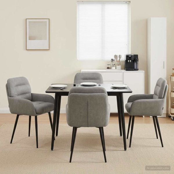 Обедени столове 4 pcs Кадифе Светлосиво 59 x 59,5 x 90 см