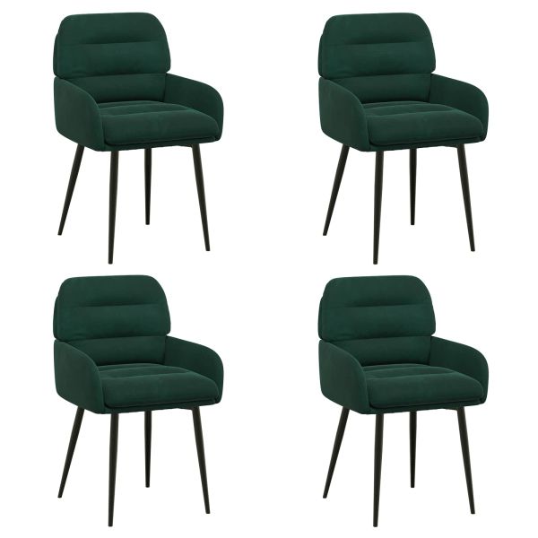 Обедени столове 4 pcs Кадифе Тъмнозелено 59 x 59,5 x 90 см