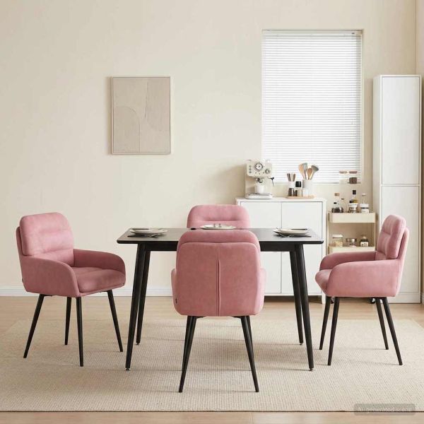 Обедени столове 4 pcs Кадифе Розово 59 x 59,5 x 90 см