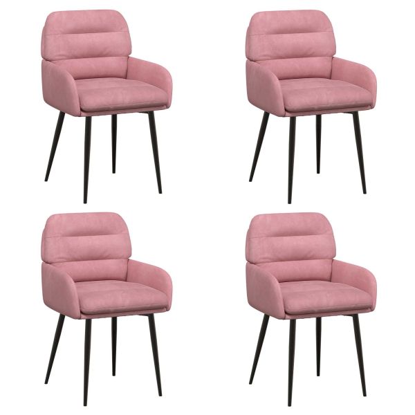 Обедени столове 4 pcs Кадифе Розово 59 x 59,5 x 90 см