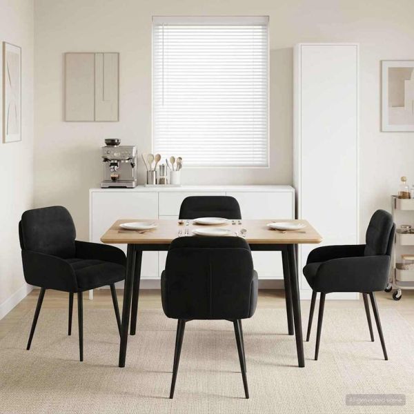Обедени столове 4 pcs Кадифе Черно 59 x 59,5 x 90 см