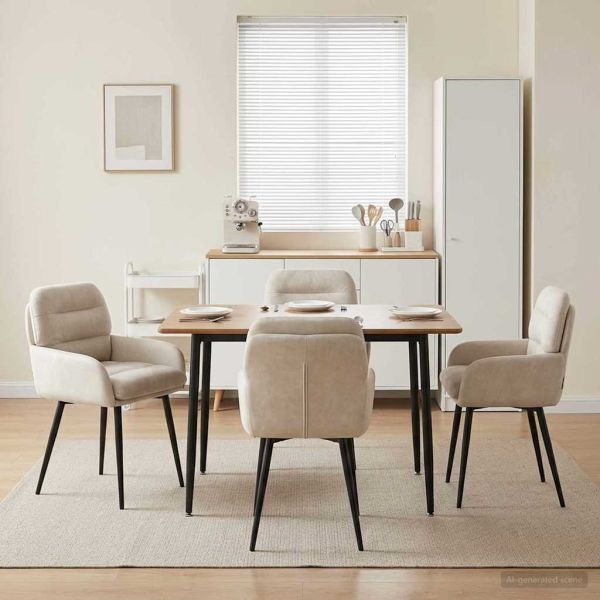 Обедени столове 4 pcs Кадифе Кремаво 59 x 59,5 x 90 см