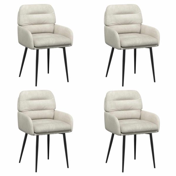 Обедени столове 4 pcs Кадифе Кремаво 59 x 59,5 x 90 см