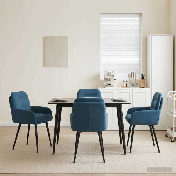 Обедени столове 4 pcs Кадифе Синьо 59 x 59,5 x 90 см