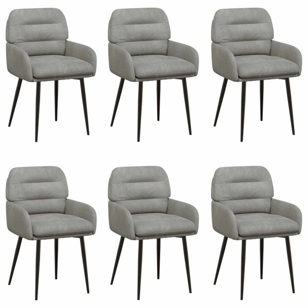 Обедени столове 6 pcs Кадифе Светлосиво 59 x 59,5 x 90 см