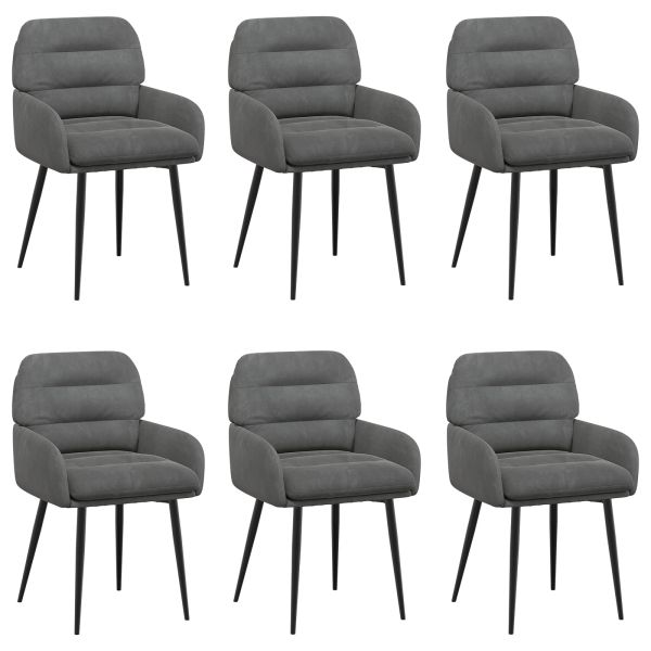 Обедени столове 6 pcs Кадифе Тъмносиво 59 x 59,5 x 90 см