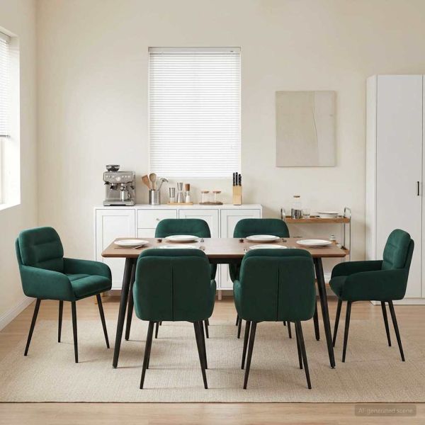 Обедени столове 6 pcs Кадифе Тъмнозелено 59 x 59,5 x 90 см