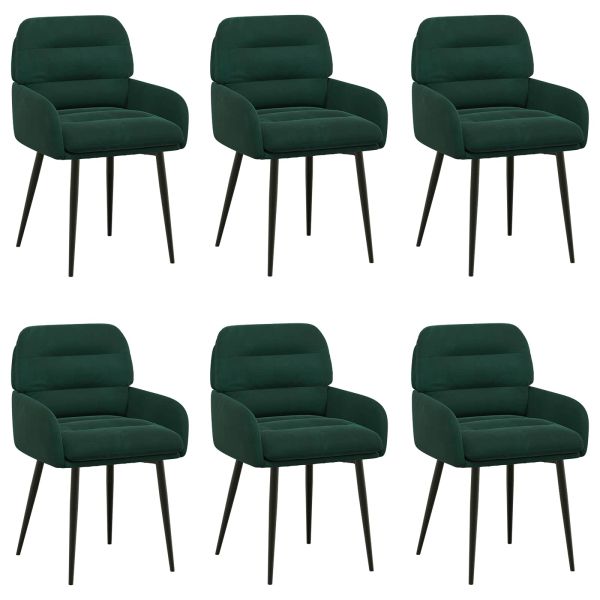 Обедени столове 6 pcs Кадифе Тъмнозелено 59 x 59,5 x 90 см
