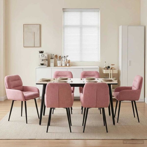 Обедени столове 6 pcs Кадифе Розово 59 x 59,5 x 90 см