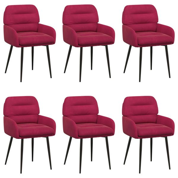 Обедени столове 6 pcs Кадифе Виненочервен 59 x 59,5 x 90 см