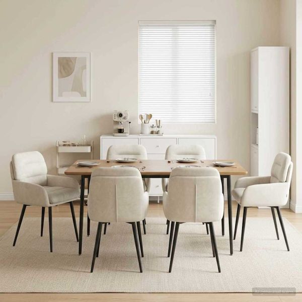 Обедени столове 6 pcs Кадифе Кремаво 59 x 59,5 x 90 см