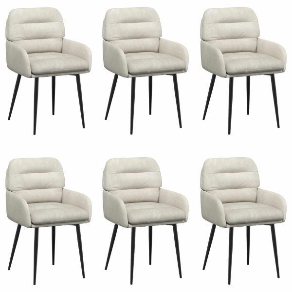 Обедени столове 6 pcs Кадифе Кремаво 59 x 59,5 x 90 см