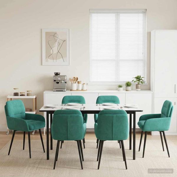 Обедени столове 6 pcs Кадифе Тюркоаз 59 x 59,5 x 90 см