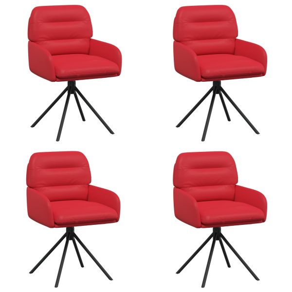 Въртящи се трапезни столове 4 pcs Изкуствена Червено