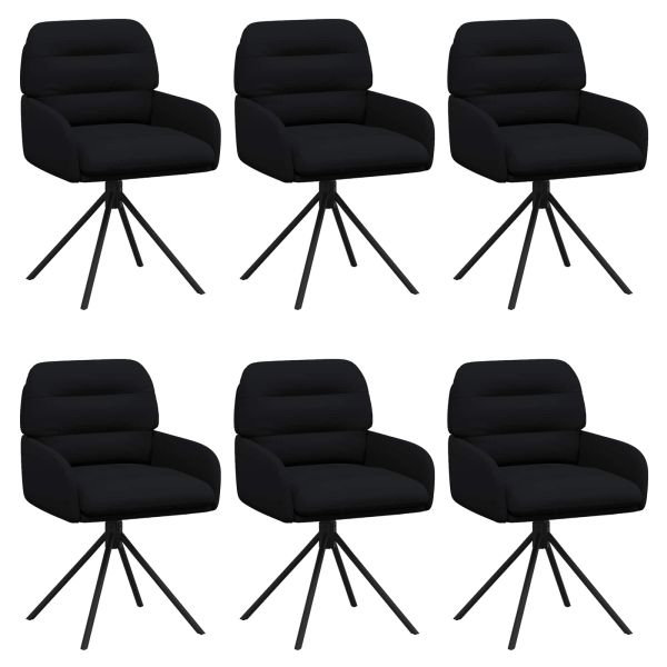 Въртящи се трапезни столове 6 pcs Изкуствена Черно