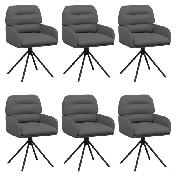 Въртящи се трапезни столове 6 pcs Изкуствена Сиво