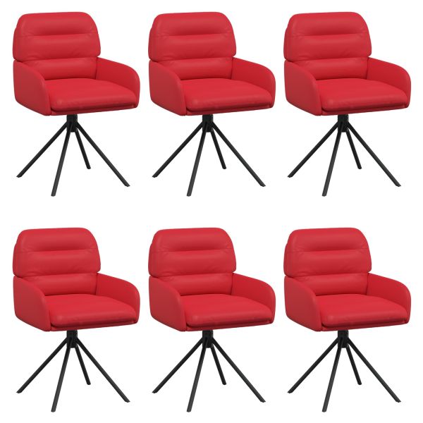 Въртящи се трапезни столове 6 pcs Изкуствена Червено