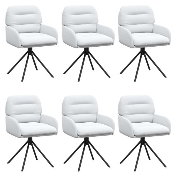 Въртящи се трапезни столове 6 pcs Изкуствена Бяло