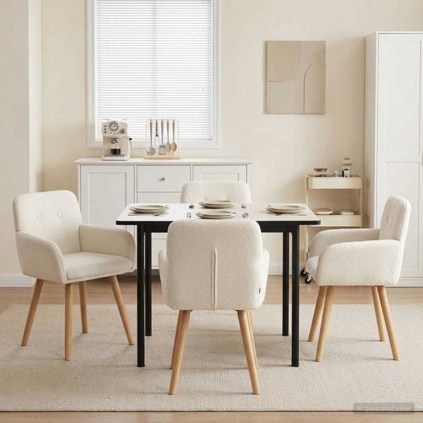 Обедени столове 4 pcs Букле Кремаво 59 х 57 х 85 см