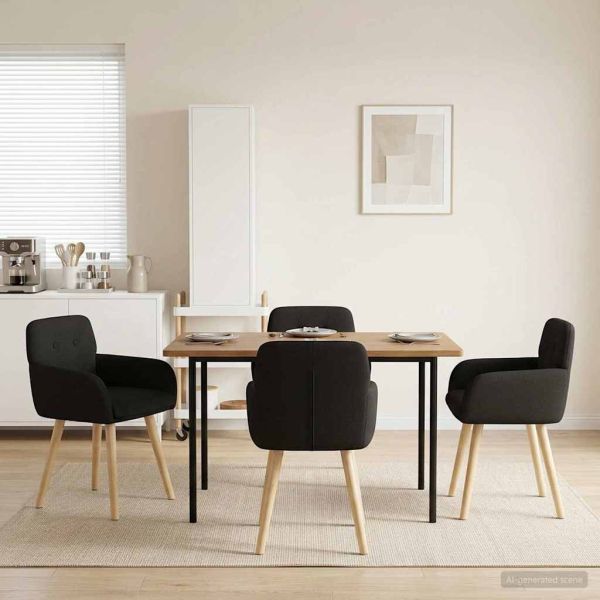 Обедени столове 4 pcs Букле Черно 59 х 57 х 85 см