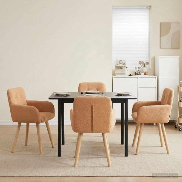 Обедени столове 4 pcs Букле Бежово 59 х 57 х 85 см