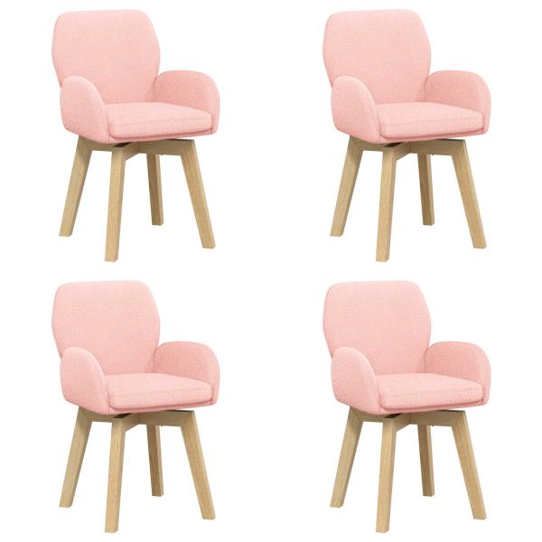 Въртящи се трапезни столове 4 pcs Букле Розово 54 x 58 x 87 см
