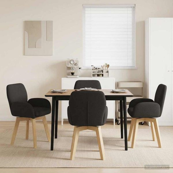 Въртящи се трапезни столове 4 pcs Букле Черно 54 x 58 x 87 см