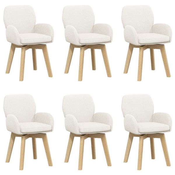 Въртящи се трапезни столове 6 pcs Букле Кремаво 54 x 58 x 87 см