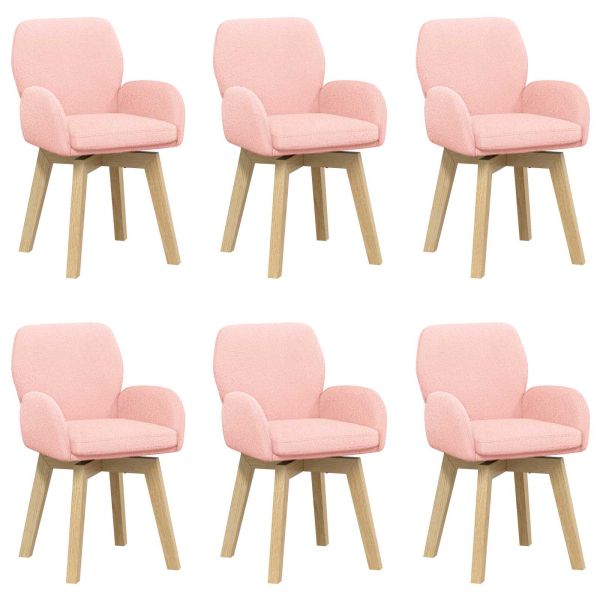 Въртящи се трапезни столове 6 pcs Букле Розово 54 x 58 x 87 см