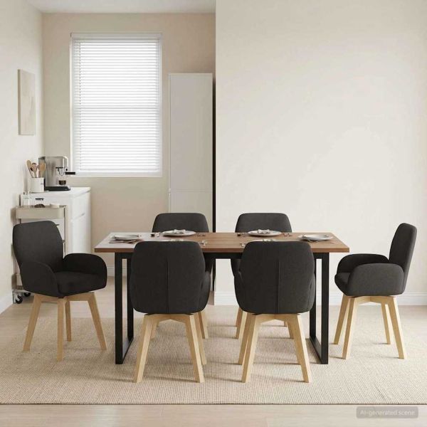 Въртящи се трапезни столове 6 pcs Букле Черно 54 x 58 x 87 см