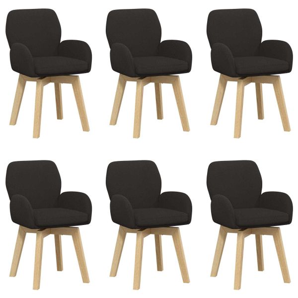 Въртящи се трапезни столове 6 pcs Букле Черно 54 x 58 x 87 см